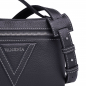 Preview: Shoulder bag made of black calfskin leather with contrast stitching